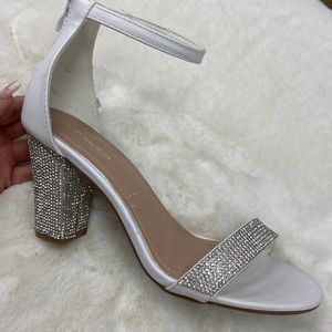 White Rhinestone Heels